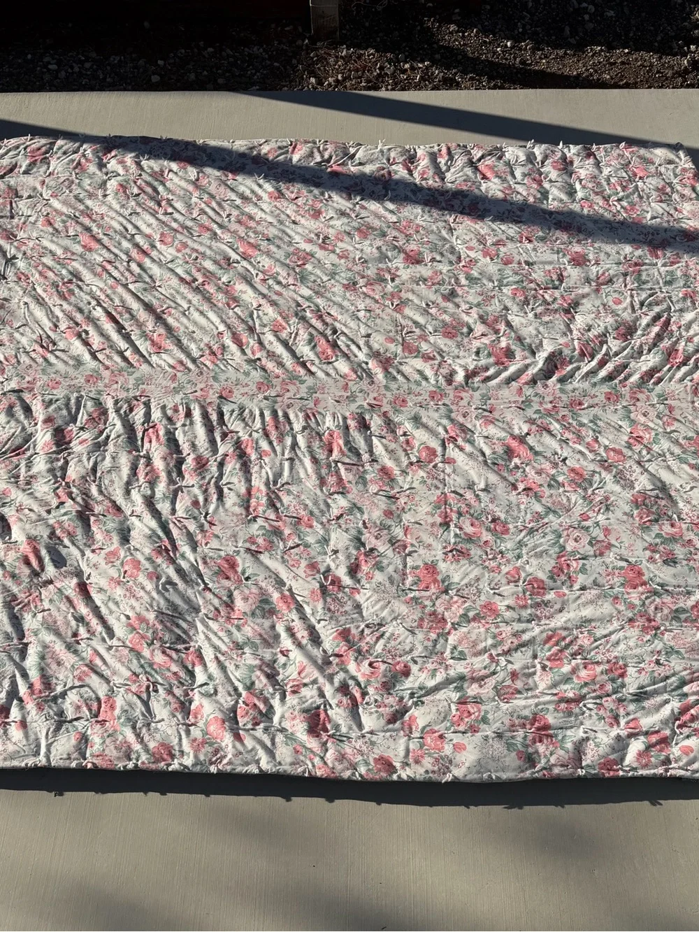 Vintage Multicolor Handmade Bubble Patchwork Bedspread Quilt Floral